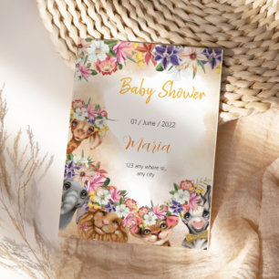 Safari wildebras babyshower uitnodiging goud badge