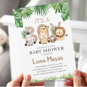 Het is een Jongen Safari Baby shower Uitnodiging