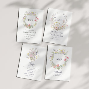 Cottagecore Tuinbruiloft met Wilde Bloemen Kaart