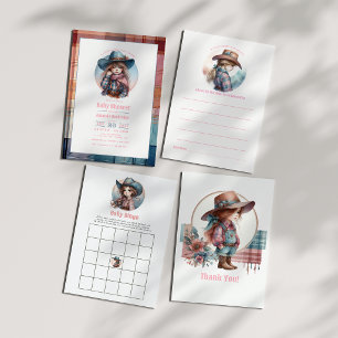 Rustic Little Cowgirl Baby shower Advieskaart