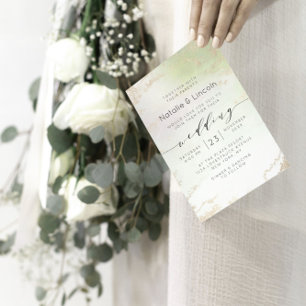 Ombre Lente Groen Goud Folie Frost Trendy Bruiloft Kaart