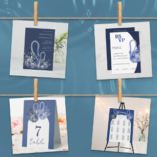 Elegante mooie Blue Swans Waterverf Art Informatiekaartje