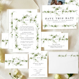 Elegant Eucalyptus Wreath Monogram Weddenschap Kaart