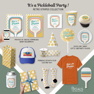 Pickleball Party Laten we Retro Rainbow Stripe bei Kaart