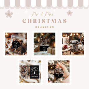 7 Foto Eerste Kerstmis als Mijnheer & Mevrouw Keramisch Ornament
