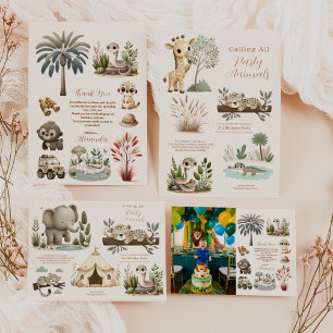 Roep alle feestdieren Safari dierentuin Birthday o Kaart