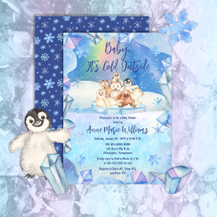 Baby Het is Koud Buiten Arctic Animals Baby shower Kaart