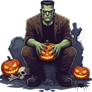 🖤 Black Frankenstein Halloween Party Uitnodiging