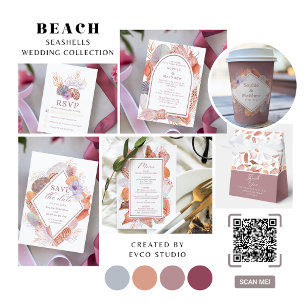 Beach Seashells Waterverf Coastal Chic Wedding Save The Date