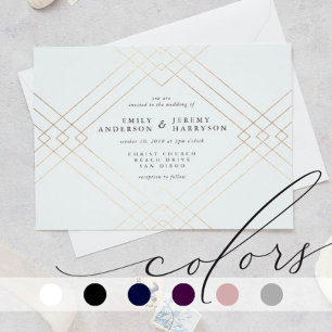 Gold White Elegance Diamond Geo Deco Wedding Uitnodigingen Wikkel