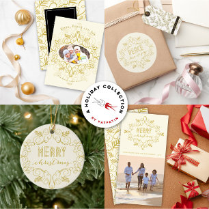 Peace Love Joy Festive Foliage Deco Lijst Holiday Ronde Sticker