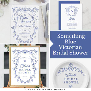 Iets Blue Victoriaans Bridal Shower Invitation Kaart