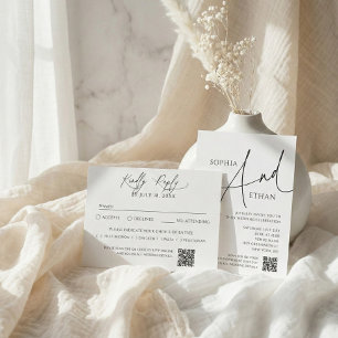 Minimalistische kalligrafie Casual witte bruiloft Kaart