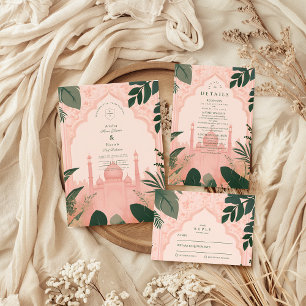 Botanische Elegante Bloemen Islamitische Huwelijk RSVP Kaartje
