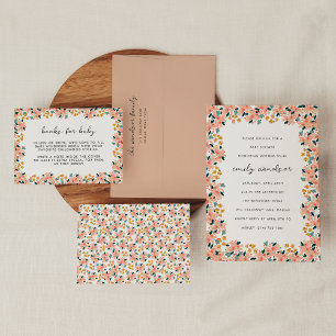 Fuchsia Pink Waterverf Floral Garden Baby shower Kaart