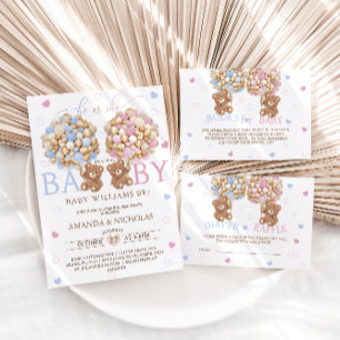 Fuzzy Beren Harten & Ballonnen Geslacht onthullen Ronde Sticker