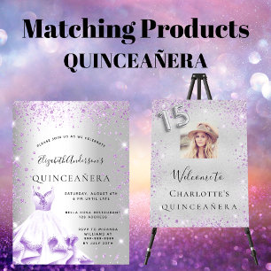 Budget Quinceanera Silver paarse kledingglitter