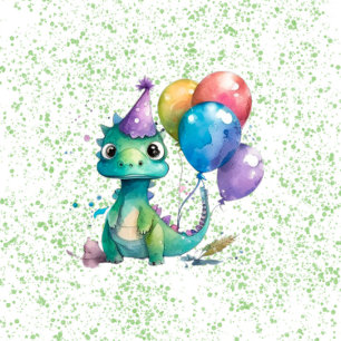 Waterverf Dinosaurusballonnen Jongensverjaardagsfe Ronde Sticker