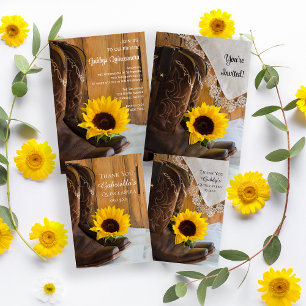 Land Sunflower en Lace Quinceañera Hartelijk dank Bedankkaart