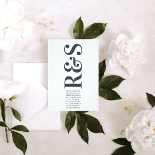 Grote Monogram Modern Bold Sage Groene Bruiloft Kaart