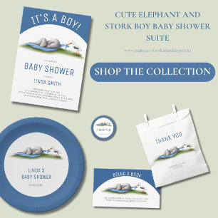 Cute Elephant Baby shower Bedankt Ronde Sticker