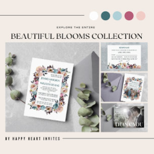 Blauwgroen bruiloft mooie blooms Floral Spring Pas Kaart