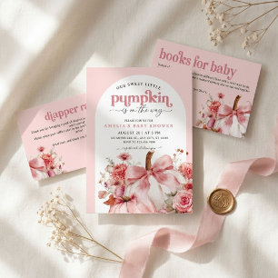 Pompoen Is Op Weg Roze Pompoen Baby Shower  Ronde Sticker