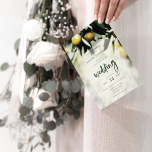 Lemon Grove   Moderne Gele & Groene Zomerbruiloft Kaart