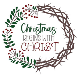 KERSTMIS BEGINT W / CHRISTUS Schrift krans groen Mok