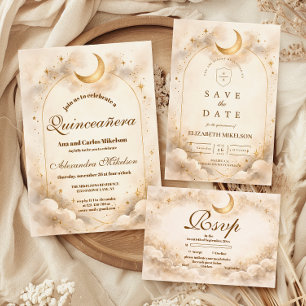 Starnacht Goud Quinceañera RSVP Kaartje