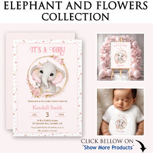 Leuke Olifant Flowers Baby shower bedankje Bedankkaart