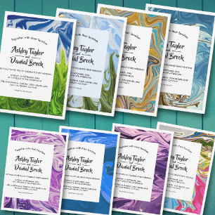 Elegant Modern Blue Galaxy Abstract Art Wedding Kaart