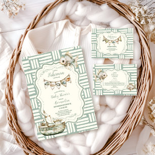 Green Little Fisherman Gevist Baby shower Papieren Bordje