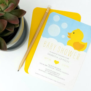 Gele Rubber Ducky Baby shower Uitnodiging