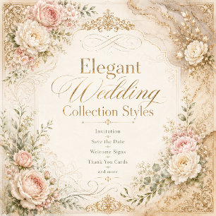 Elegante vintage trouw- antiieke roos charme kaart