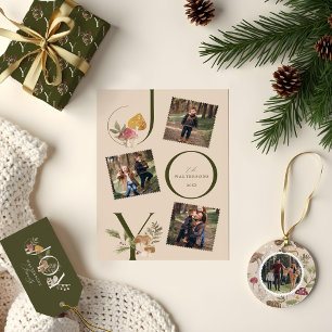 Joy Peace Love Waterverf Woodsy Mushrooms Foto Etiket