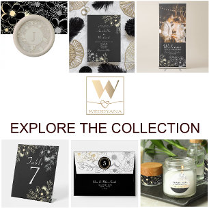  Elegant Goud Zwart-Wit Bruiloft All In One Uitnodiging