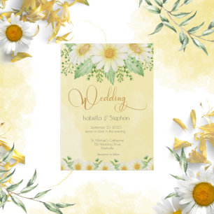 White Daisies Gold Lijst Yellow Wedding Kaart