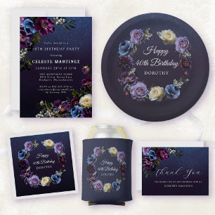Moody Purple Flowers 40e verjaardagsfeestje Kaart