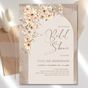 Trendy neutrale wilde bloemen boho arch countdown poster