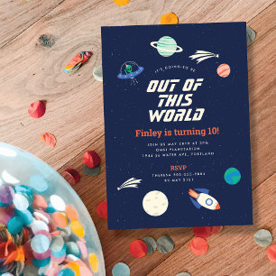 Kosmische viering verjaardagsfeestje 5x7 uitnodigi kaart
