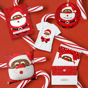 Afro-Amerikaanse Sinterklaas Kerstmis rode foto Feestdagen Kaart