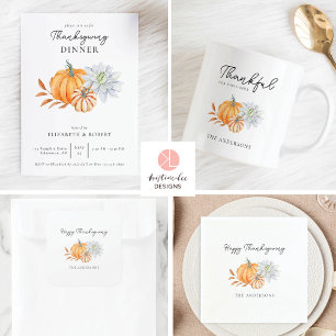 Happy Thanksgiving pompoen Herfst Elegant Briefkaart