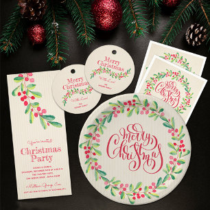 Berries en Greenery kerstfoto Feestdagenkaart