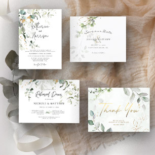 Rustieke Eucalyptus Groene Huwelijksdecoratie All In One Uitnodiging