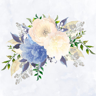 Bleek Gele Stusty Blue Peony Floral Couples Shower Kaart