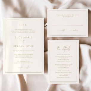 Tijdloze Ivoor en Goud Elegante bruiloft RSVP Kaartje