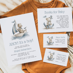 Schetsboeken voor baby zeemansbeertje baby shower informatiekaartje