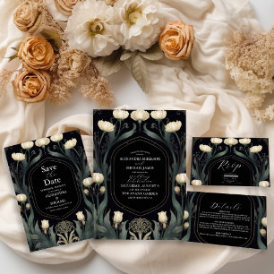 Decoratieve Europese Floral Art Nouveau bruiloft Save The Date