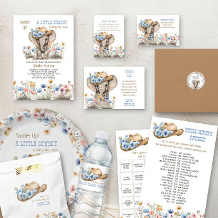 Boho Elephant Cowboy Wildflower Boeken voor Baby Informatiekaartje